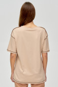 Купить Женские футболки с вышивкой бежевого цвета 4309B, фото 4