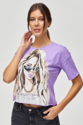 Купить Топ футболка женская фиолетового цвета 4318F