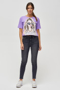 Купить Топ футболка женская фиолетового цвета 4318F, фото 2