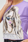 Купить Топ футболка женская фиолетового цвета 4318F, фото 6