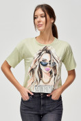 Купить Топ футболка женская салатового цвета 4318Sl