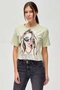 Купить Топ футболка женская салатового цвета 4318Sl, фото 4