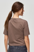 Купить Топ футболка женская коричневого цвета 4320K, фото 4