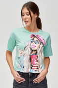 Купить Топ футболка женская салатового цвета 4320Sl