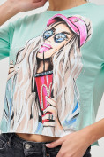 Купить Топ футболка женская салатового цвета 4320Sl, фото 4