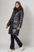 Купить Пальто утепленное с капюшоном зимнее женское  черного цвета 442116Ch, фото 10