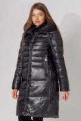 Купить Пальто утепленное с капюшоном зимнее женское  черного цвета 442116Ch, фото 11
