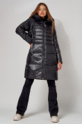 Купить Пальто утепленное с капюшоном зимнее женское  черного цвета 442116Ch, фото 12