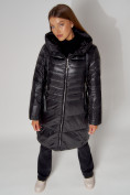 Купить Пальто утепленное с капюшоном зимнее женское  черного цвета 442116Ch, фото 13