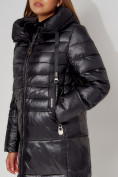 Купить Пальто утепленное с капюшоном зимнее женское  черного цвета 442116Ch, фото 14