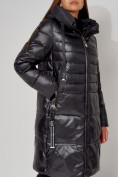 Купить Пальто утепленное с капюшоном зимнее женское  черного цвета 442116Ch, фото 15