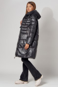 Купить Пальто утепленное с капюшоном зимнее женское  черного цвета 442116Ch, фото 3