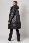 Купить Пальто утепленное с капюшоном зимнее женское  черного цвета 442116Ch, фото 6