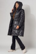 Купить Пальто утепленное с капюшоном зимнее женское  черного цвета 442116Ch, фото 9