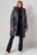 Купить Пальто утепленное с капюшоном зимнее женское  темно-серого цвета 442116TC, фото 5