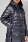 Купить Пальто утепленное с капюшоном зимнее женское  темно-серого цвета 442116TC, фото 14