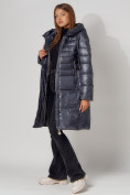 Купить Пальто утепленное с капюшоном зимнее женское  темно-серого цвета 442116TC, фото 6