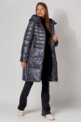 Купить Пальто утепленное с капюшоном зимнее женское  темно-серого цвета 442116TC, фото 7