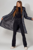 Купить Пальто утепленное с капюшоном зимнее женское  темно-серого цвета 442116TC, фото 8