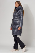 Купить Пальто утепленное с капюшоном зимнее женское  темно-серого цвета 442116TC, фото 2