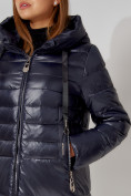Купить Пальто утепленное с капюшоном зимнее женское  темно-синего цвета 442116TS, фото 13