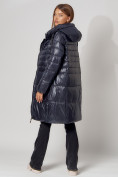Купить Пальто утепленное с капюшоном зимнее женское  темно-синего цвета 442116TS, фото 7