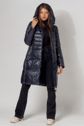 Купить Пальто утепленное с капюшоном зимнее женское  темно-синего цвета 442116TS, фото 8