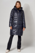 Купить Пальто утепленное с капюшоном зимнее женское  темно-синего цвета 442116TS, фото 10