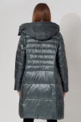 Купить Пальто утепленное с капюшоном зимнее женское  темно-зеленого цвета 442116TZ, фото 15