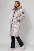Купить Пальто утепленное зимнее женское  бежевого цвета 442152B, фото 11