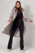 Купить Пальто утепленное зимнее женское  бежевого цвета 442152B, фото 4