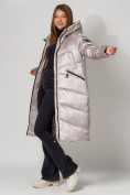 Купить Пальто утепленное зимнее женское  бежевого цвета 442152B, фото 5