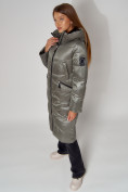 Купить Пальто утепленное зимнее женское  цвета хаки 442152Kh, фото 4