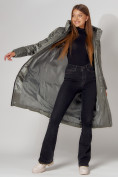 Купить Пальто утепленное зимнее женское  цвета хаки 442152Kh, фото 6