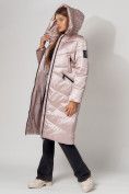 Купить Пальто утепленное зимнее женское  розового цвета 442152R, фото 14