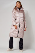 Купить Пальто утепленное зимнее женское  розового цвета 442152R, фото 3