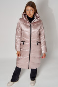 Купить Пальто утепленное зимнее женское  розового цвета 442152R, фото 4