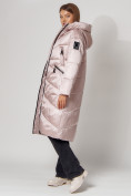 Купить Пальто утепленное зимнее женское  розового цвета 442152R, фото 9