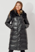 Купить Пальто утепленное с капюшоном зимнее женское  черного цвета 442181Ch, фото 10