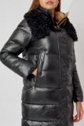 Купить Пальто утепленное с капюшоном зимнее женское  черного цвета 442181Ch, фото 13
