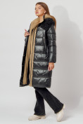 Купить Пальто утепленное с капюшоном зимнее женское  черного цвета 442181Ch, фото 5