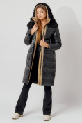Купить Пальто утепленное с капюшоном зимнее женское  черного цвета 442181Ch