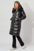 Купить Пальто утепленное с капюшоном зимнее женское  черного цвета 442181Ch, фото 9