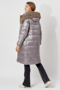 Купить Пальто утепленное с капюшоном зимнее женское  серого цвета 442181Sr, фото 5