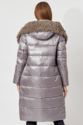 Купить Пальто утепленное с капюшоном зимнее женское  серого цвета 442181Sr, фото 13