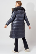 Купить Пальто утепленное с капюшоном зимнее женское  темно-синего цвета 442181TS, фото 7