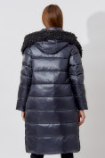 Купить Пальто утепленное с капюшоном зимнее женское  темно-синего цвета 442181TS, фото 11