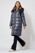 Купить Пальто утепленное с капюшоном зимнее женское  темно-синего цвета 442181TS, фото 5