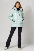 Купить Полупальто утепленное зимнее женское бирюзового цвета 442182Br, фото 4