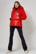 Купить Полупальто утепленное зимнее женское красного цвета 442182Kr, фото 10